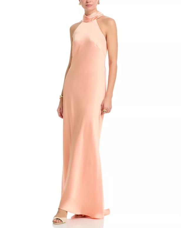 AQUA Sleeveless Satin Gown MSRP $288
