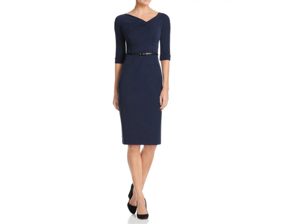 Black Halo Jackie Belted Sheath Dress MSRP $375