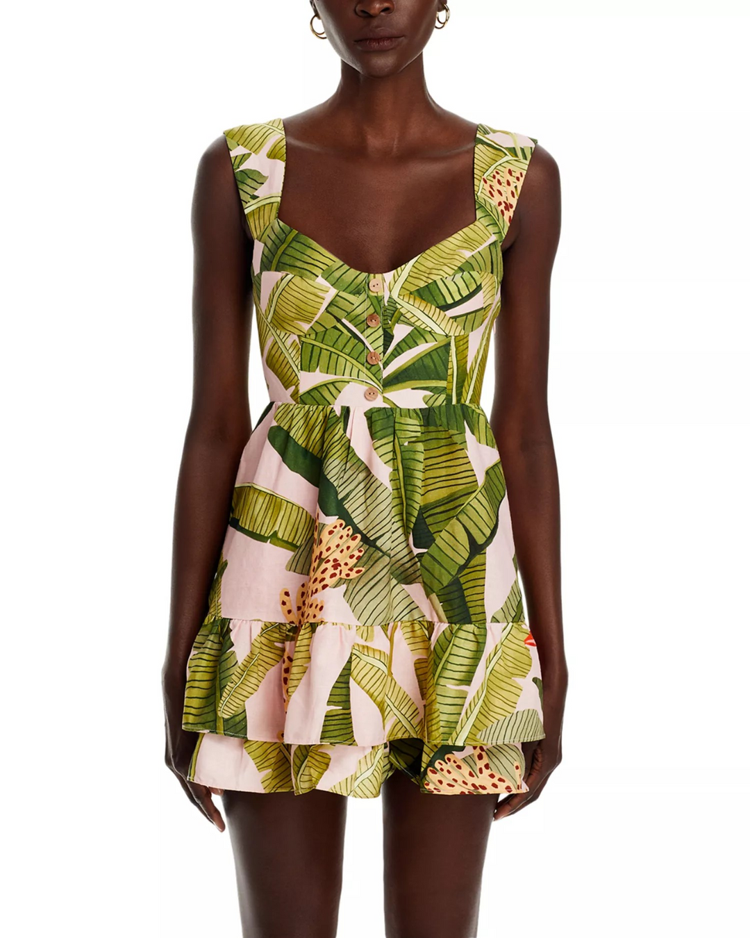 FARM Rio Banana Leaves Sleeveless Mini Dress MSRP $190