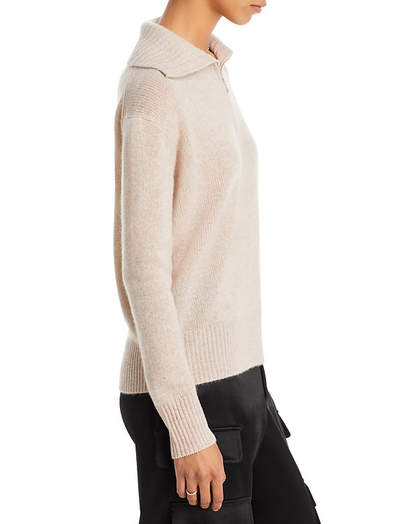 C by Bloomingdale's Cashmere Drop Shoulder Half Zip Cashmere Sweater MSRP $198