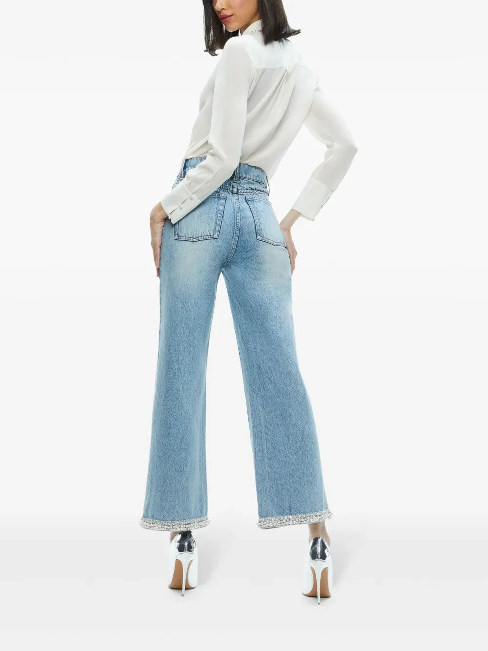 Alice + Olivia Ora embellished wide-leg jeans MSRP $1168