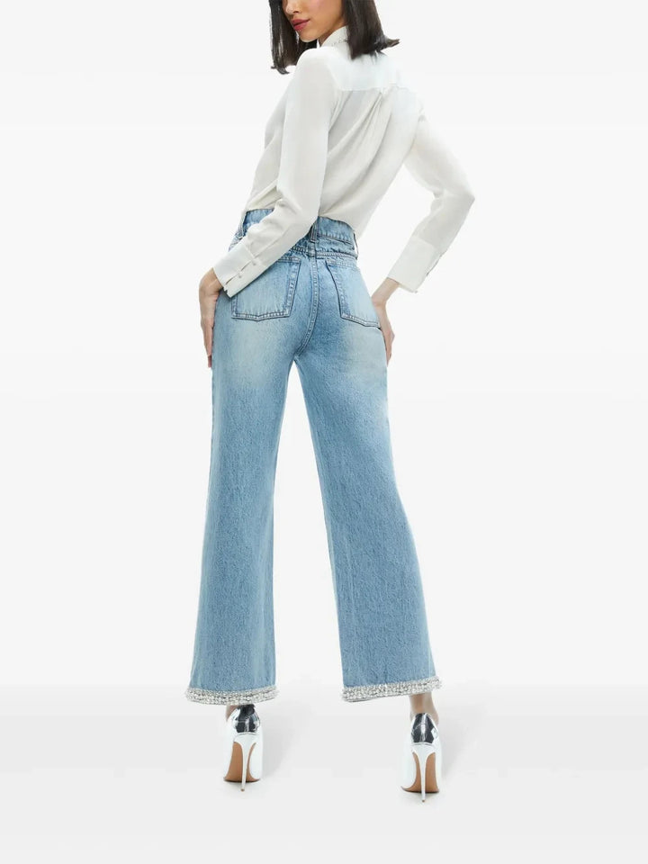 Alice + Olivia Ora embellished wide-leg jeans MSRP $1168
