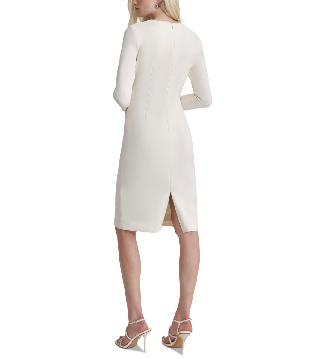 DKNY Beaded Jewel-Neck Long-Sleeve Sheath Dress MSRP $ 139