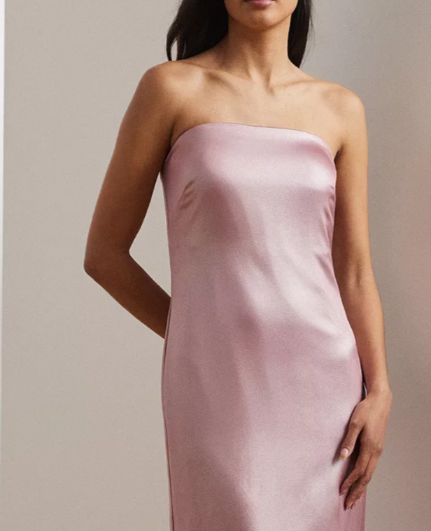 Lauren Ralph Lauren Foiled Charmeuse Strapless Gown MSRP $345