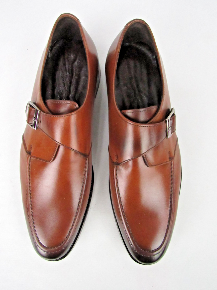 Men’s Premium Calfskin Leather Single Monk Strap Shoes – Handcrafted Size EU 41