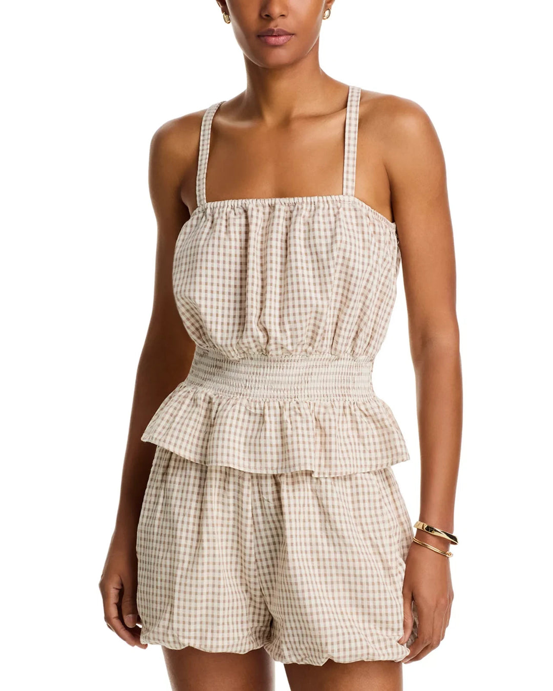 BLANKNYC Beach Club Gingham Smocked Top MSRP $88