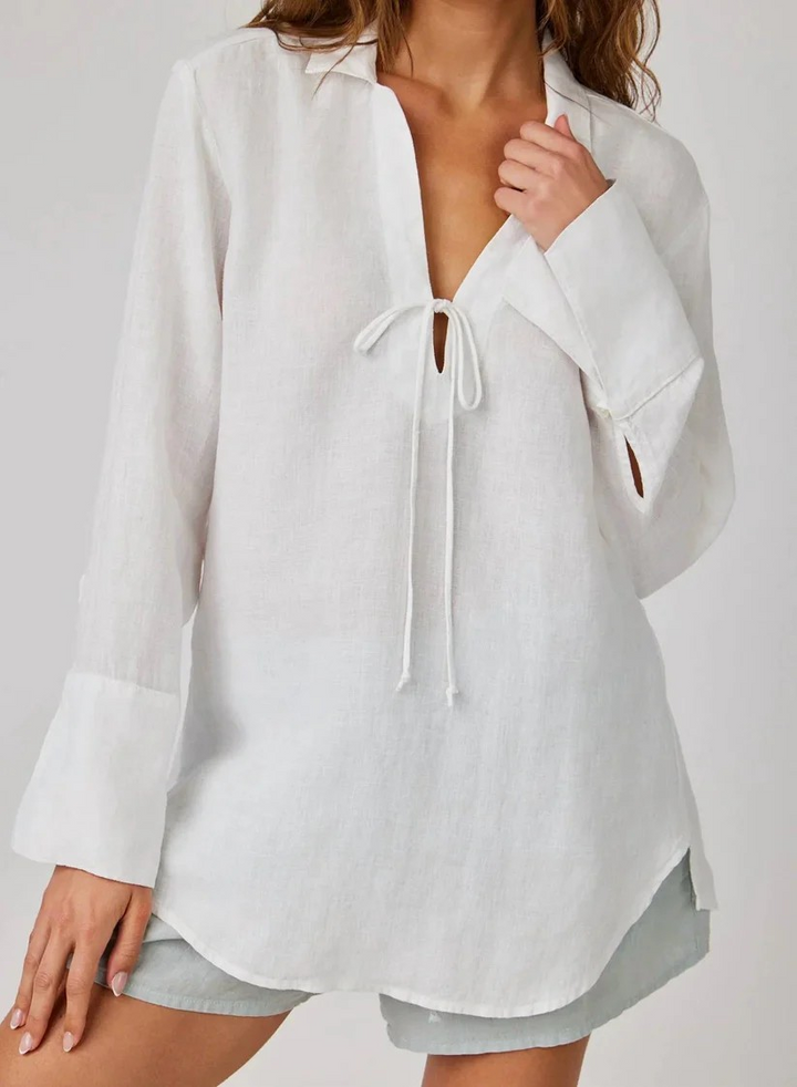 Bella Dahl Linen Tie Neck Tunic MSRP $208