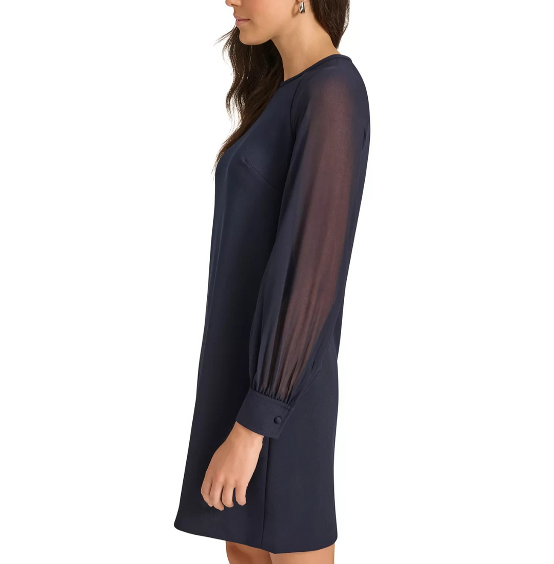 Calvin Klein Women's Crepe Chiffon-Sleeve Shift Dress MSRP $134