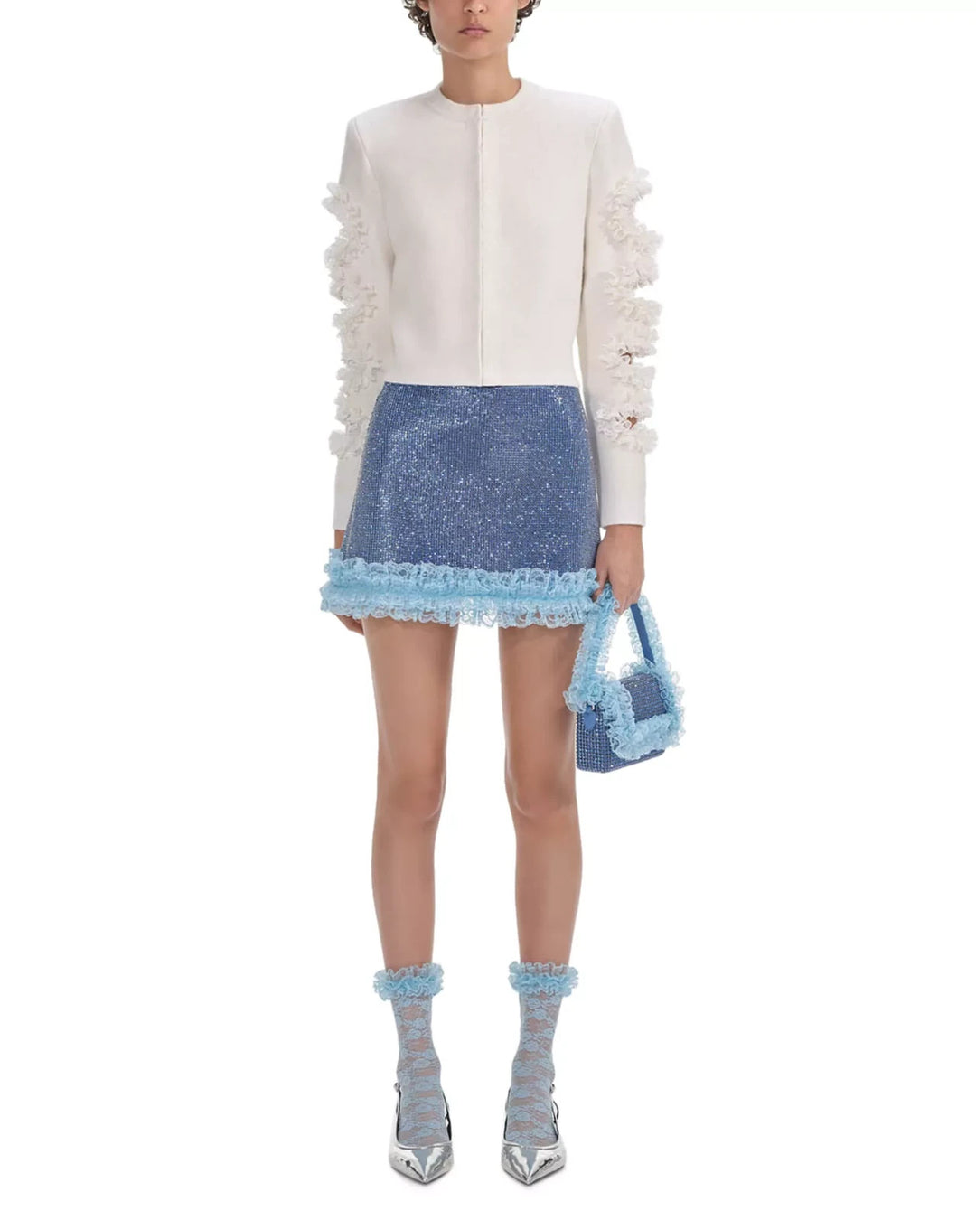 Self-Portrait x Christopher Kane Cut Out Lace Trim Cardigan MSRP $555