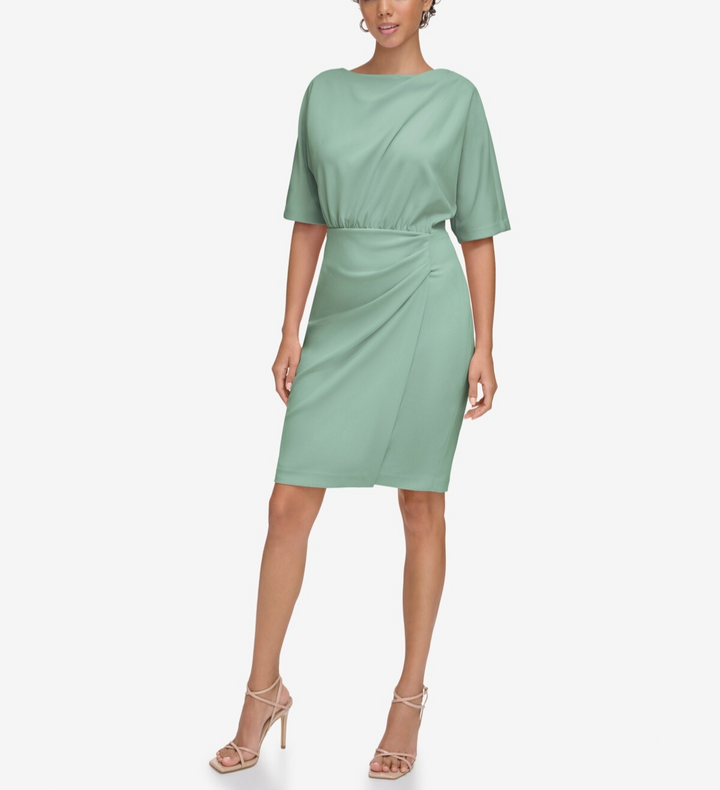 Calvin Klein Elbow-Sleeve Boat-Neck Sheath Dress MSRP $134