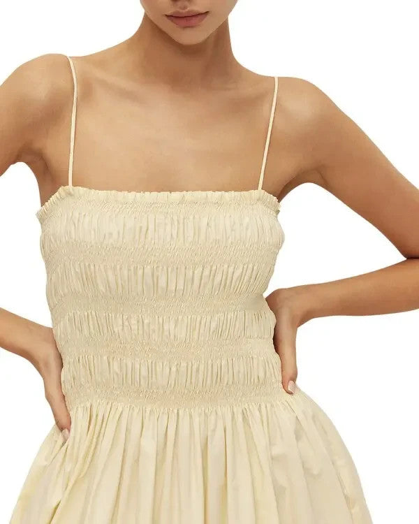 Elodie Vivian Poplin Smocked Yellow Dress MSRP $148