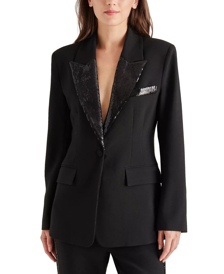 Steve Madden Misha Sequin-Trim One-Button Blazer MSRP $119