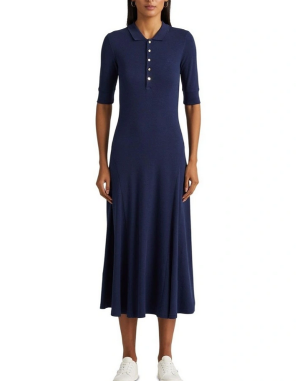 LAUREN Ralph Lauren Cotton-Blend Polo Dress MSRP $145