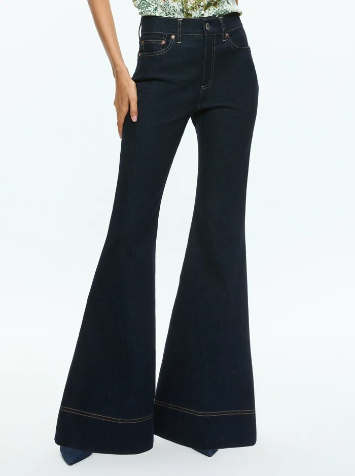 Alice + Olivia High-Rise Bell Jeans MSRP $330