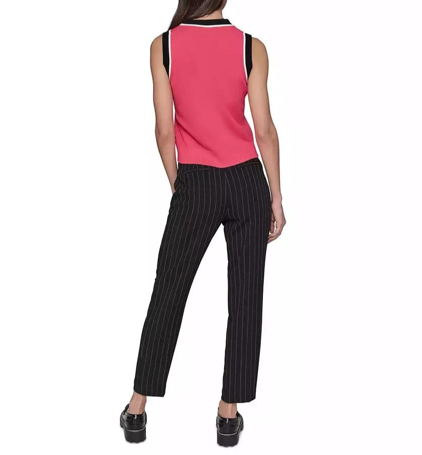 Karl Lagerfeld Paris Womens Contrast-Trim Sleeveless Sweater MSRP $69