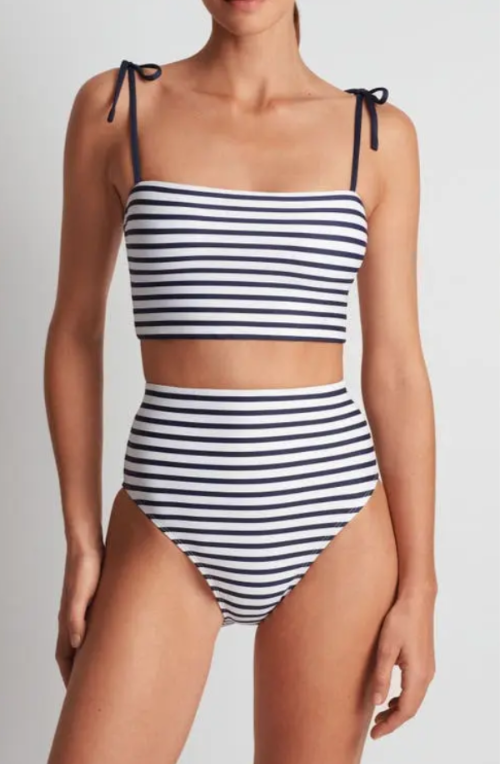 Lauren Ralph Lauren Striped Tie-Strap Square-Neck Bralette MSRP $95