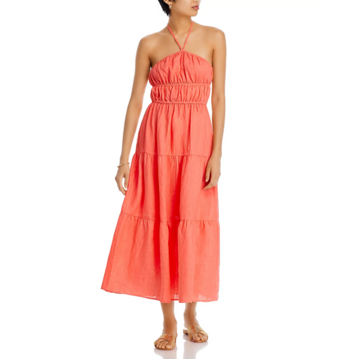 Bella Dahl Linen Halter Midi Dress MSRP $216