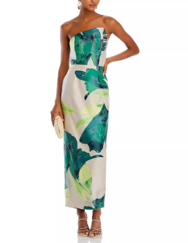 MILLY Asymmetrical Tropical Jacquard Dress MSRP $795