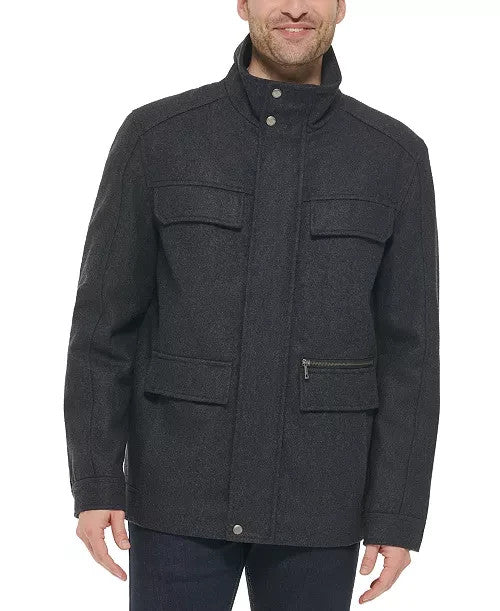 Cole Haan Melton Wool Multi-Pocket Field Coat MSRP $395