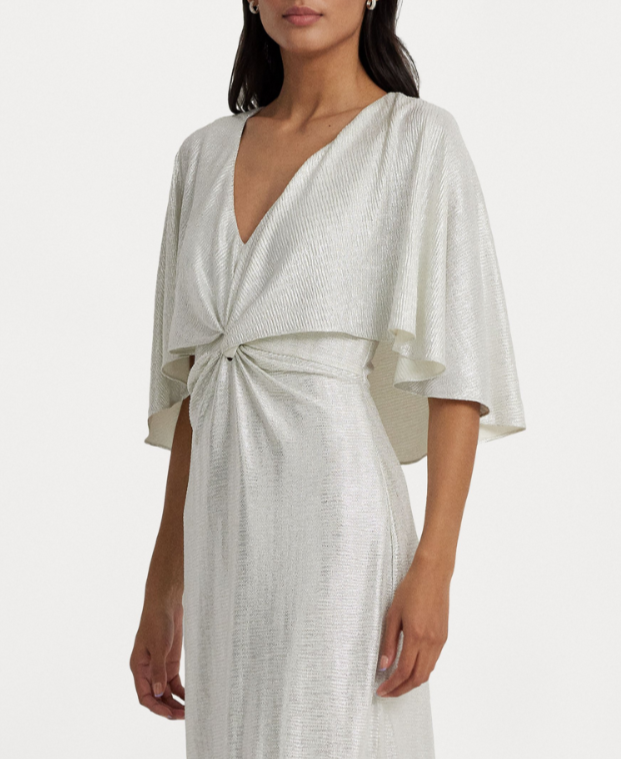 Lauren Ralph Lauren Twist-Front Cape-Overlay Gown MSRP $295