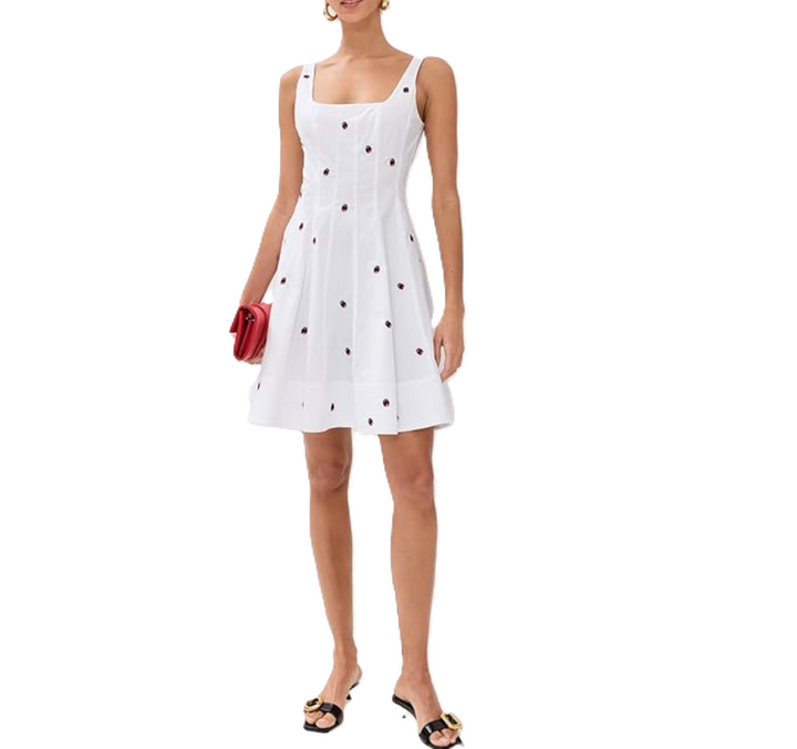 STAUD Wells Ladybug Print Dress MSRP $295