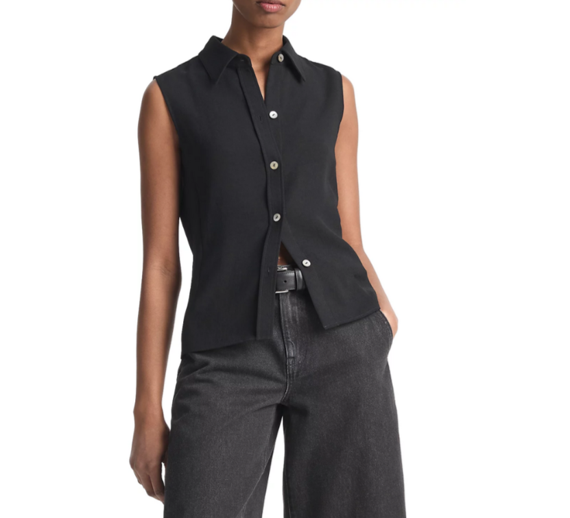 Vince Sleeveless Button Down Blouse MSRP $295