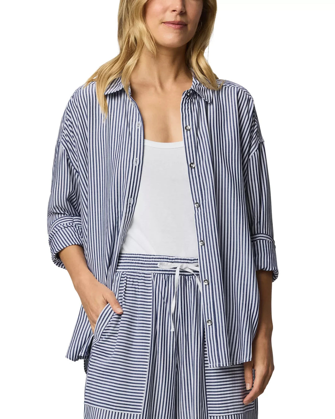 Splendid Ella Striped Button Down Shirt MSRP $158