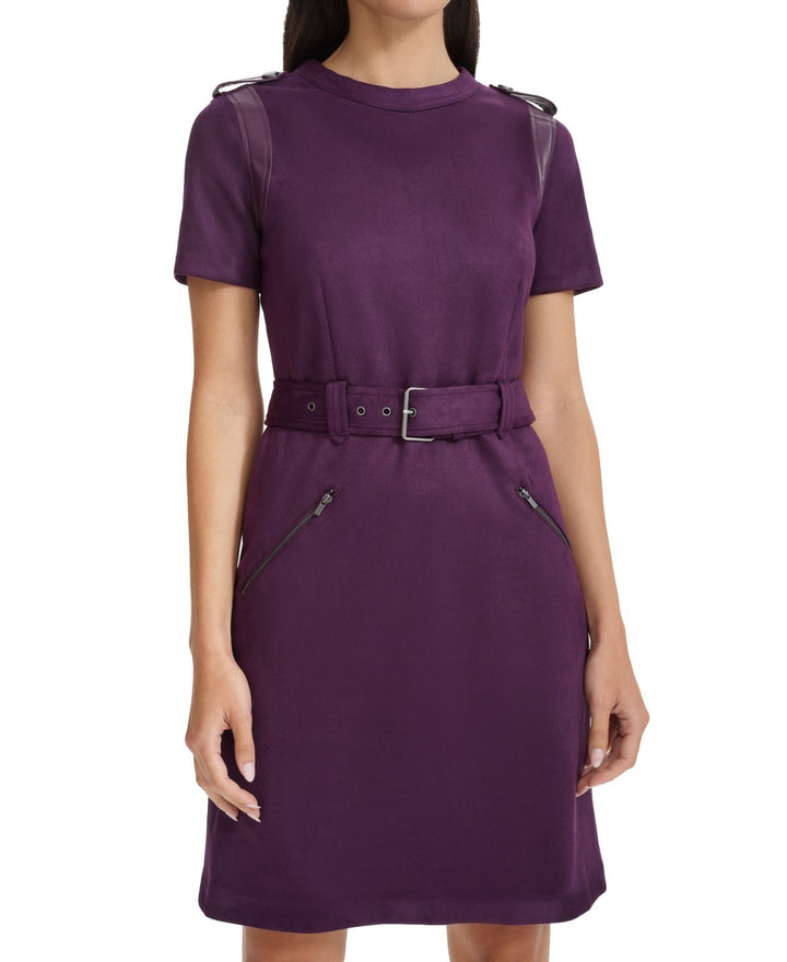 Calvin Klein Petite Faux-Suede Belted Sheath Dress MSRP $ 139