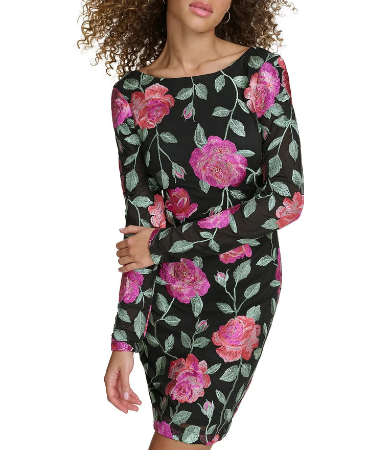 Siena Floral Embroidered Mesh Bodycon Dress MSRP $138