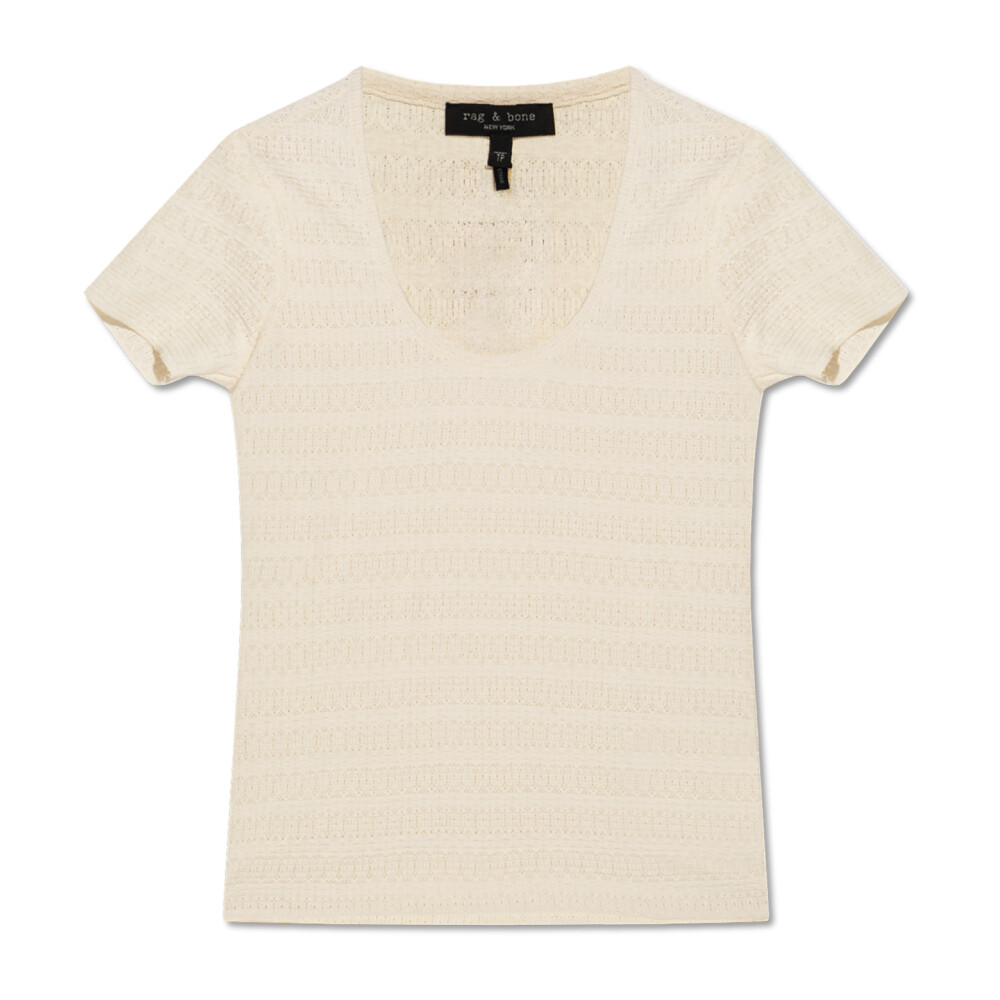 Rag & Bone Julia Textured Scoop Neck T-Shirt MSRP $148