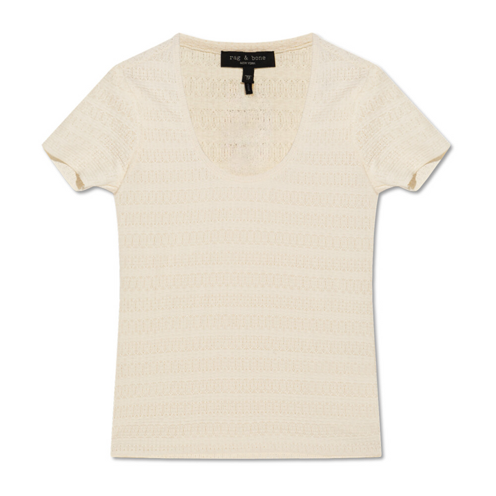 Rag & Bone Julia Textured Scoop Neck T-Shirt MSRP $148