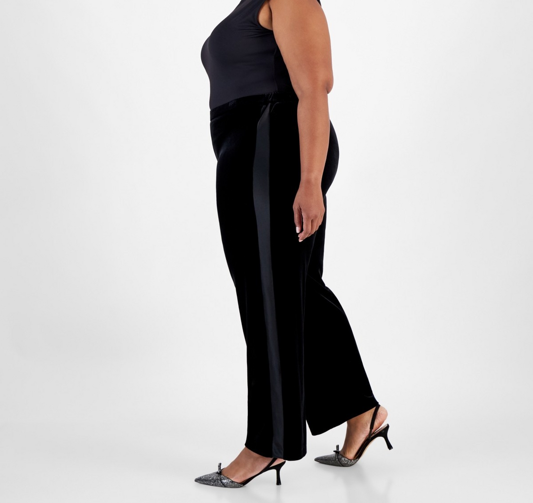 Alex Evenings Velvet Side-Stripe Straight-Leg Pants MSRP $119
