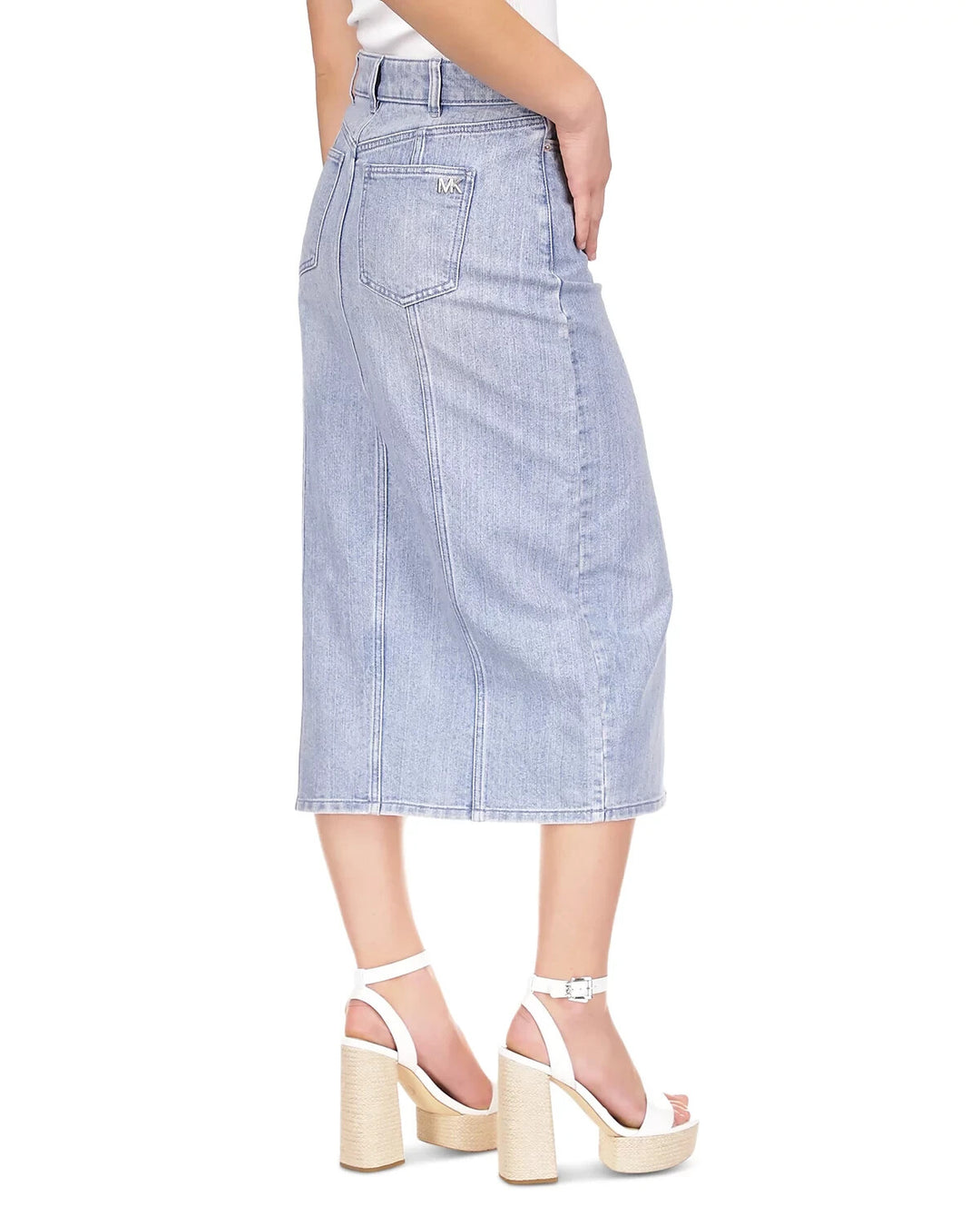 MICHAEL Michael Kors Denim Button Up Midi Skirt MSRP $145