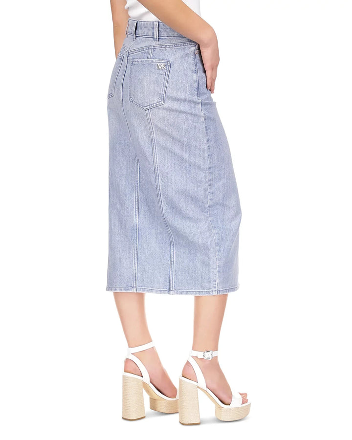 MICHAEL Michael Kors Denim Button Up Midi Skirt MSRP $145