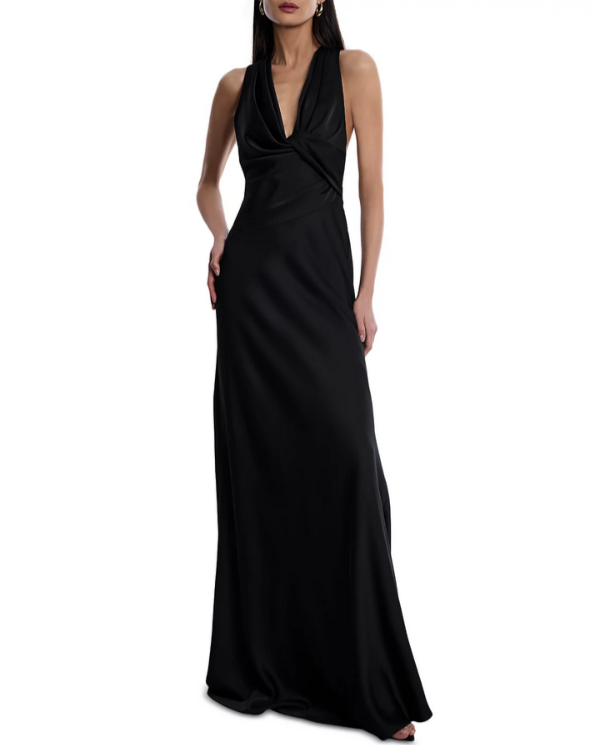 BCBGMAXAZRIA Twist Front Halter Neck Gown MSRP $398