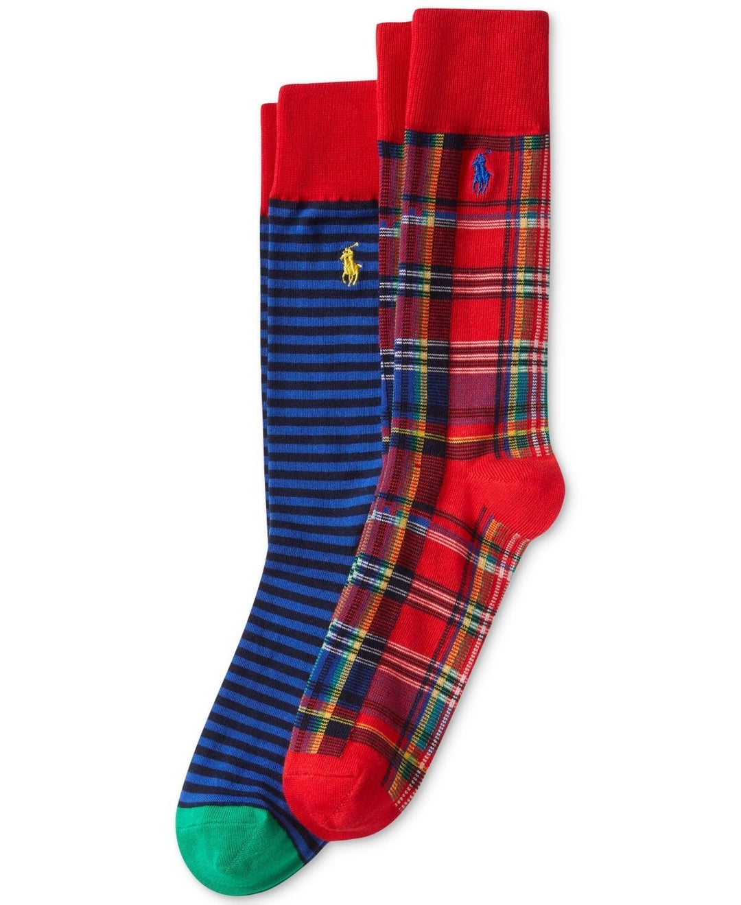 Polo Ralph Lauren Men's 2-Pk. Stripes & Plaid Slack Socks MSRP $22