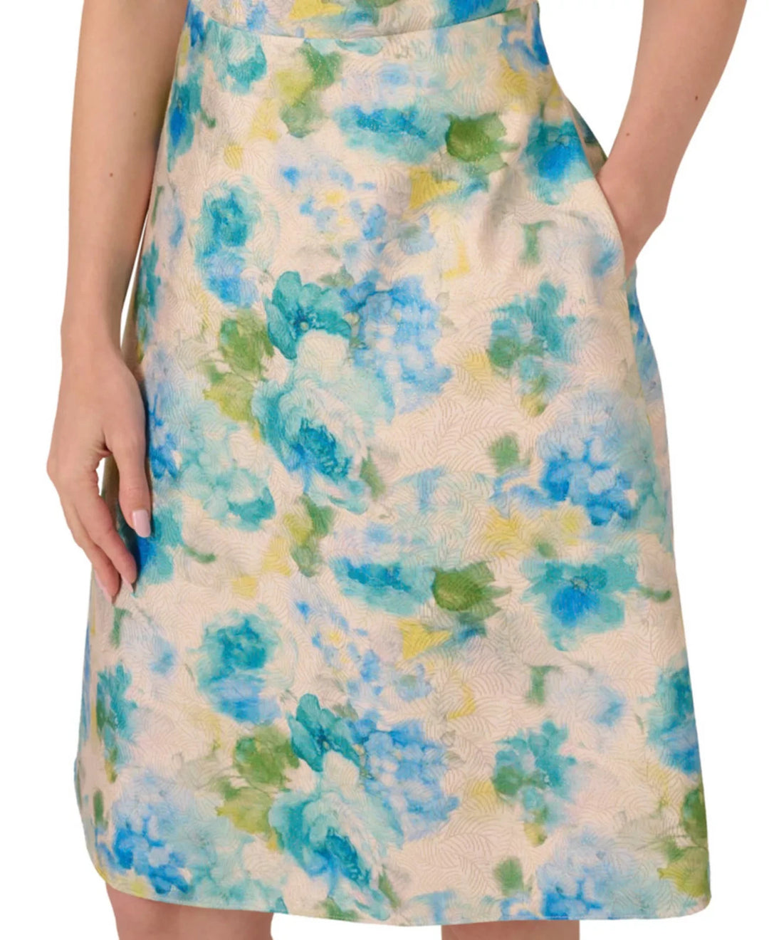 Adrianna Papell Women’s Jacquard Asymmetric-Neck Dress MSRP $199