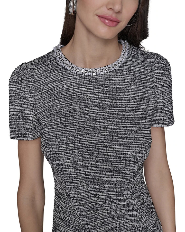KARL LAGERFELD PARIS Knit Tweed A Line Dress MSRP $138
