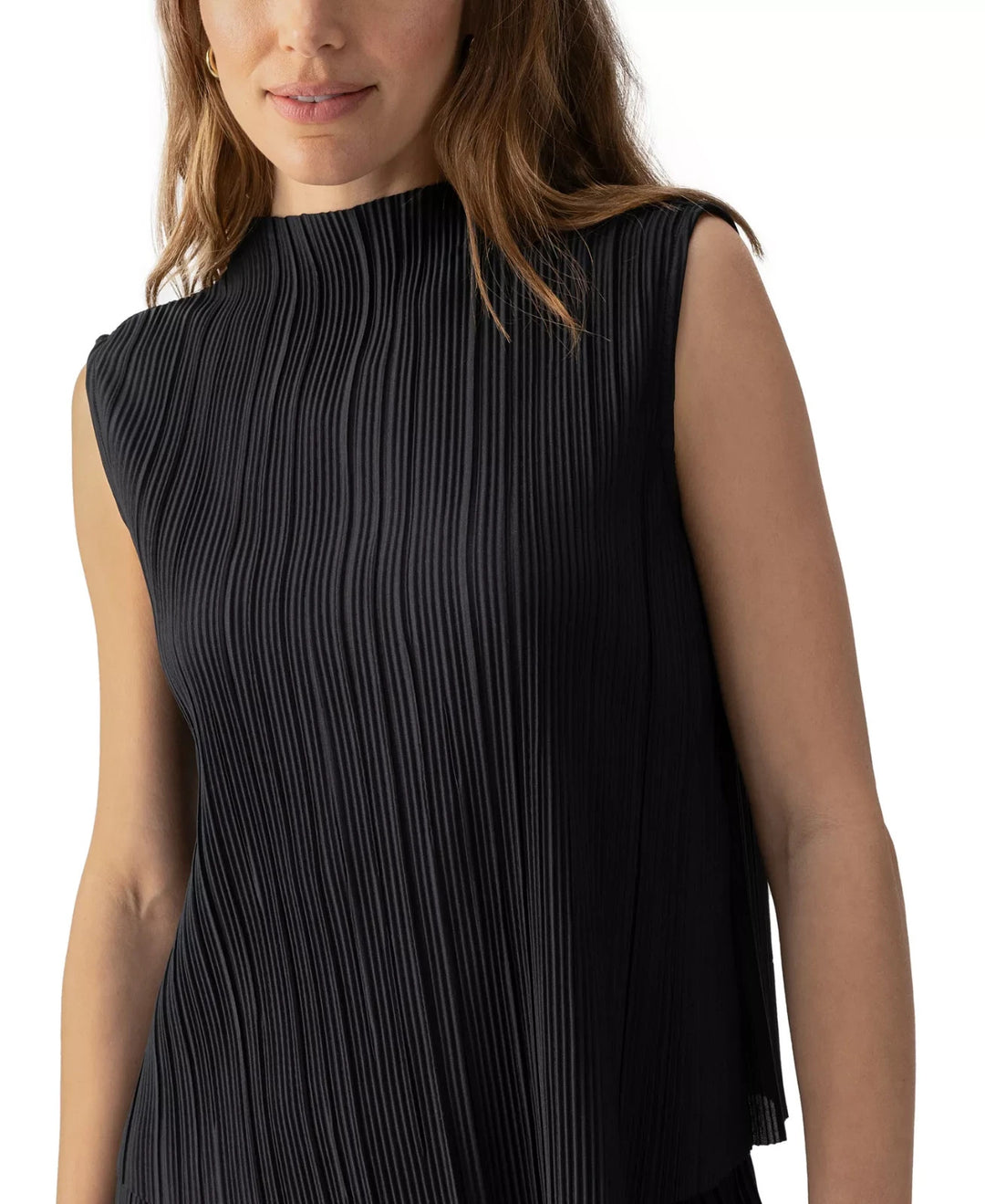Sanctuary Plissé Mock Neck Top MSRP $59