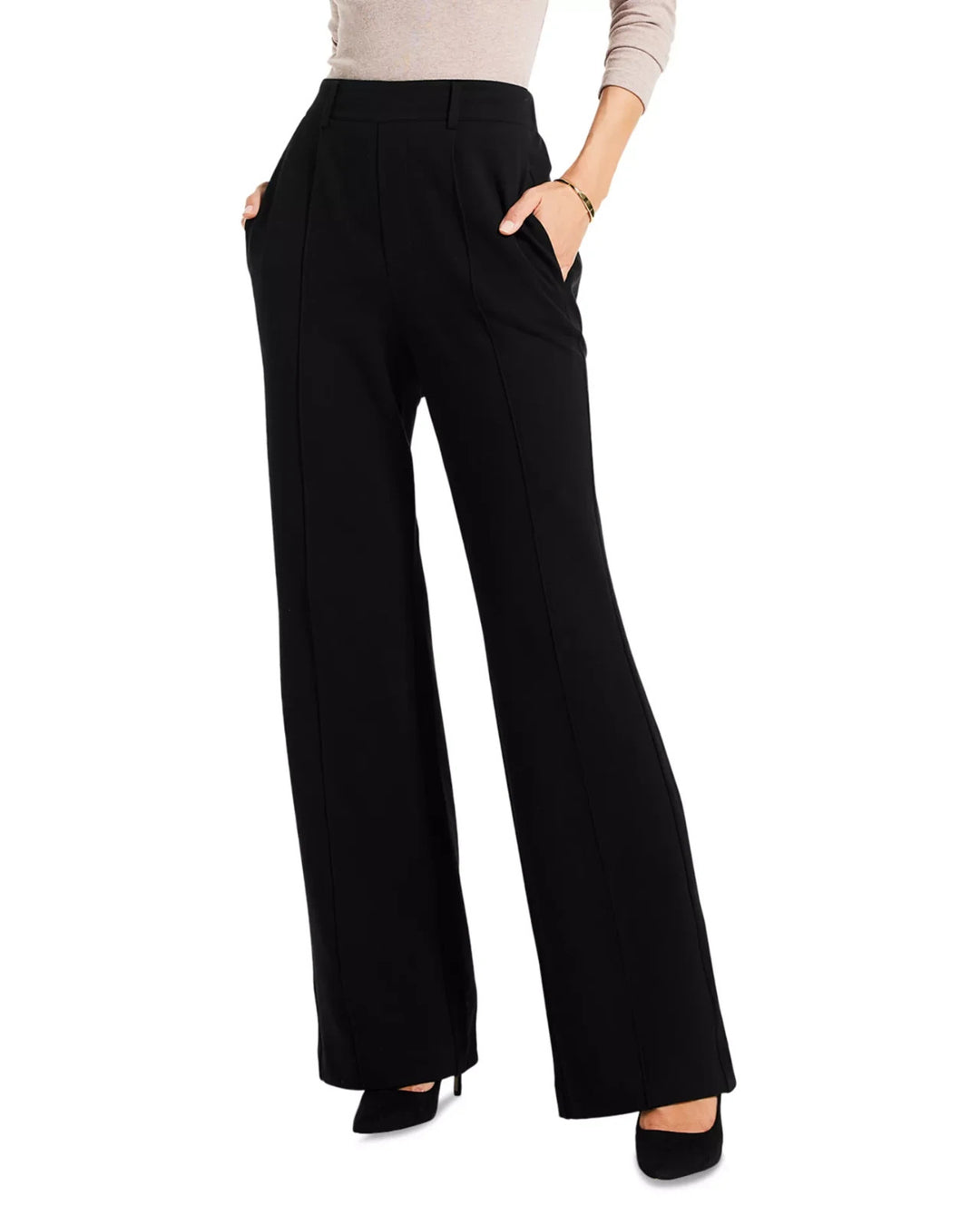 NIC+ZOE Wide Leg Pleated Knit Pants MSRP $148