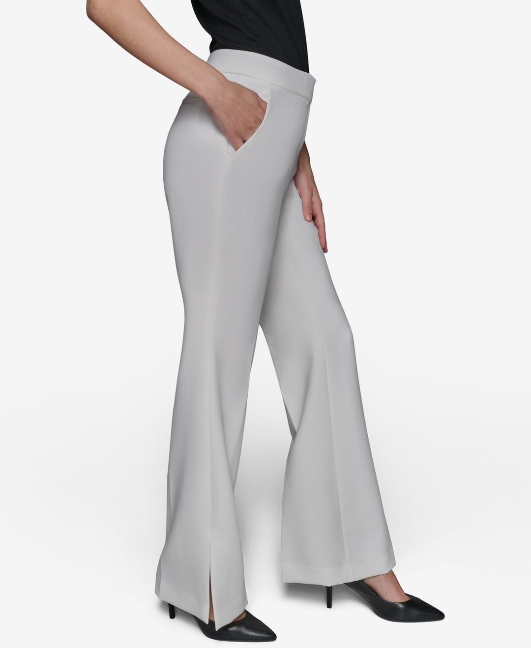 KARL LAGERFELD PARIS Women's High-Waisted Flare-Leg Pants MSRP $119