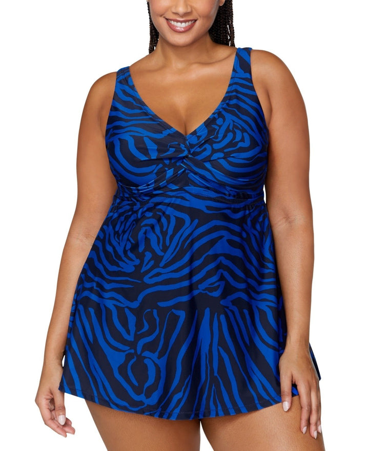Raisins Curve Trendy Plus Size Lucia Tummy-Control Swimdress MSRP $102