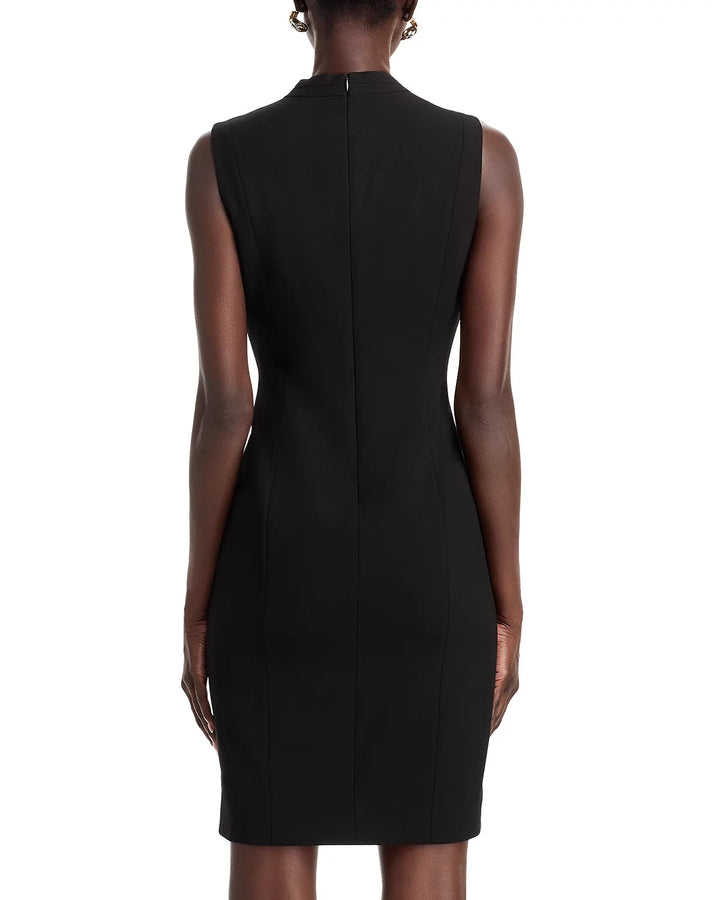 T Tahari Tonya Pleated Sleeveless V Neck Sheath Dress MSRP $118