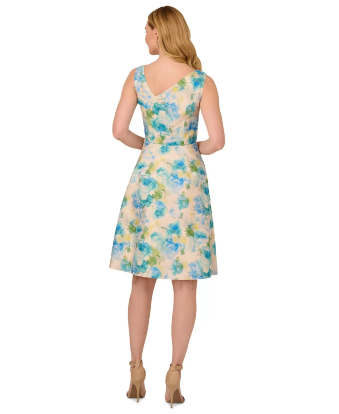 Adrianna Papell Women’s Jacquard Asymmetric-Neck Dress MSRP $199
