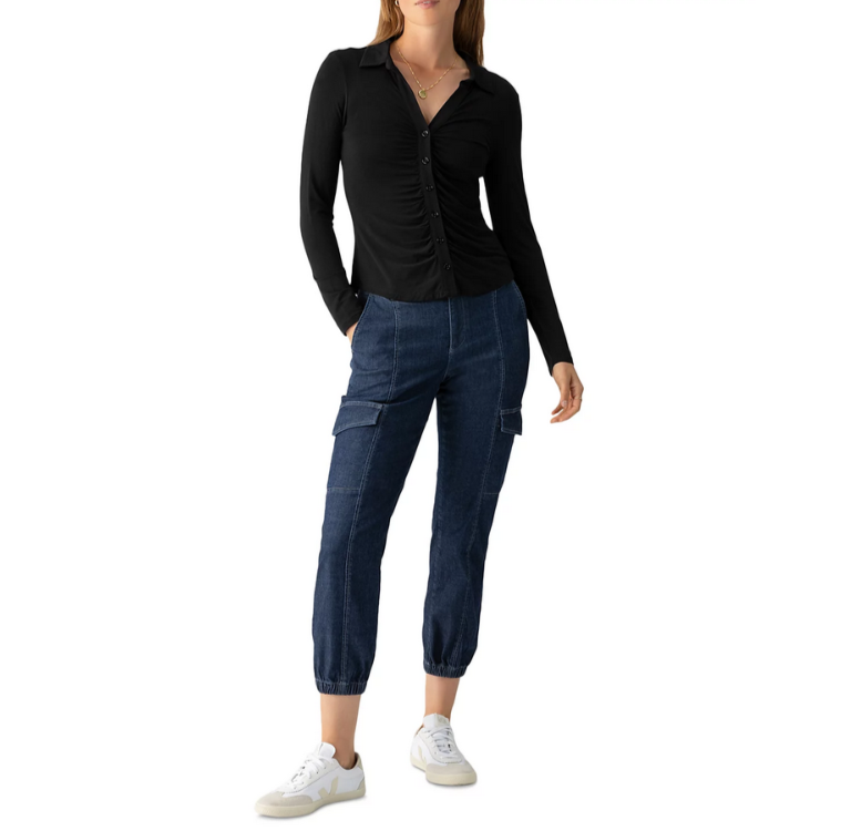Sanctuary Dreamgirl Ruched Knit Shirt MSRP $69