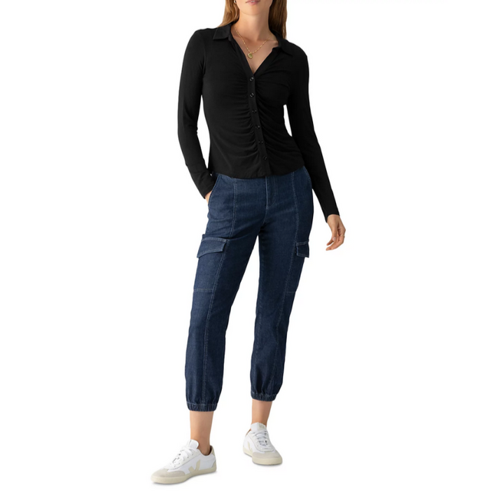 Sanctuary Dreamgirl Ruched Knit Shirt MSRP $69