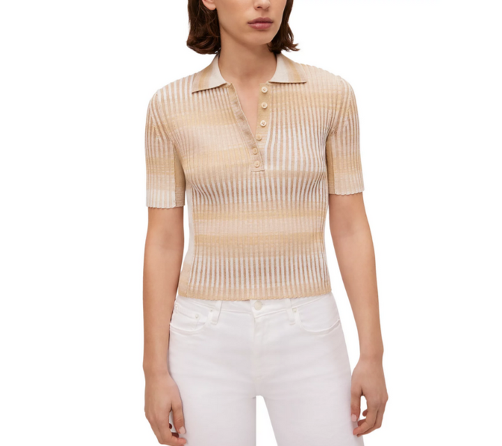 SIMKHAI Devina Short Sleeve Polo Shirt MSRP $345