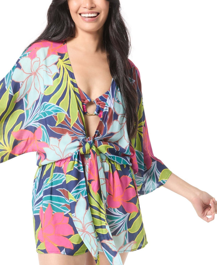 Vince Camuto Women's Plunging V-Neck Romper Cover-up MSRP $138