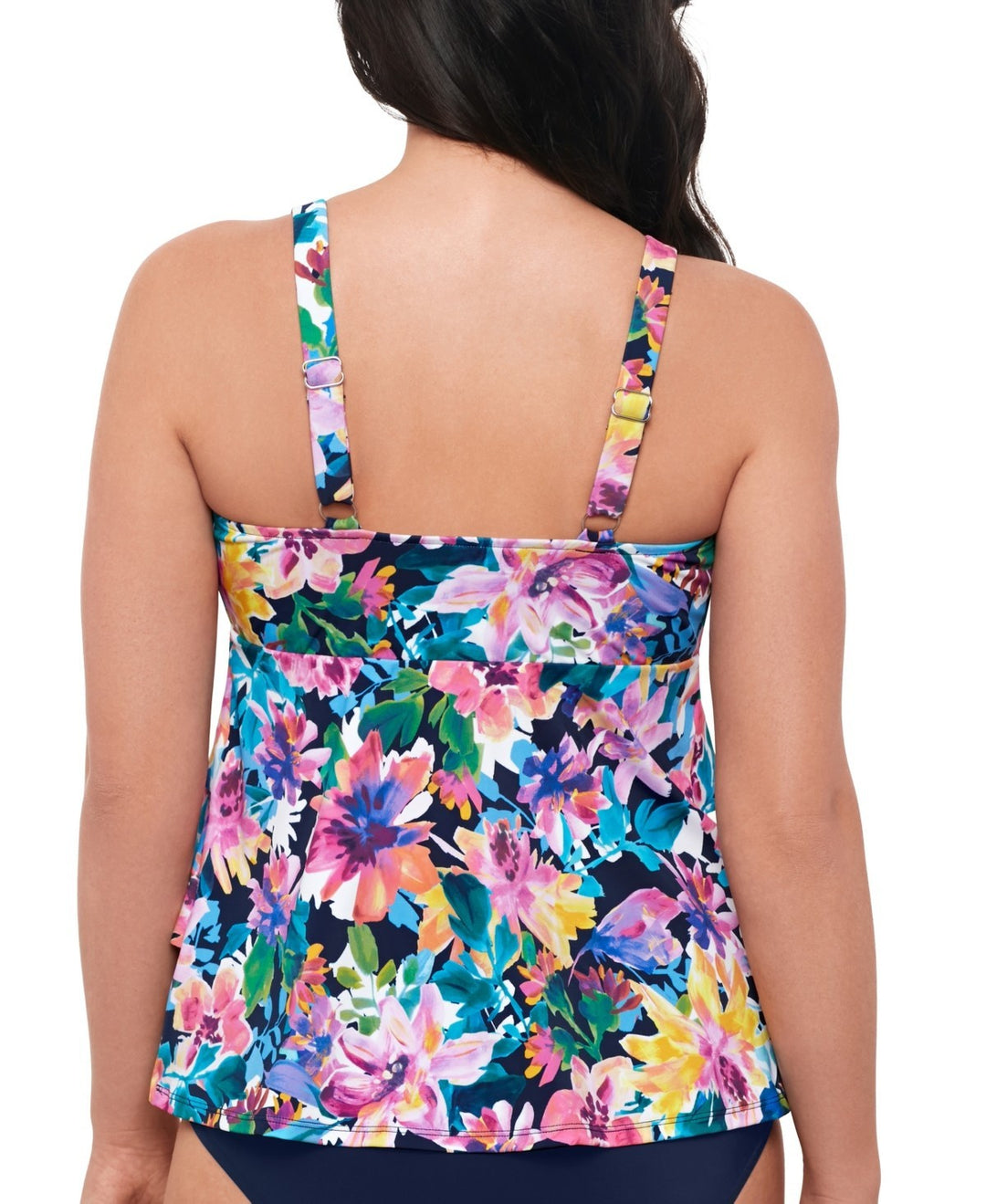 Swim Solutions Garden Swan Triple-Tiered Tankini MSRP $78