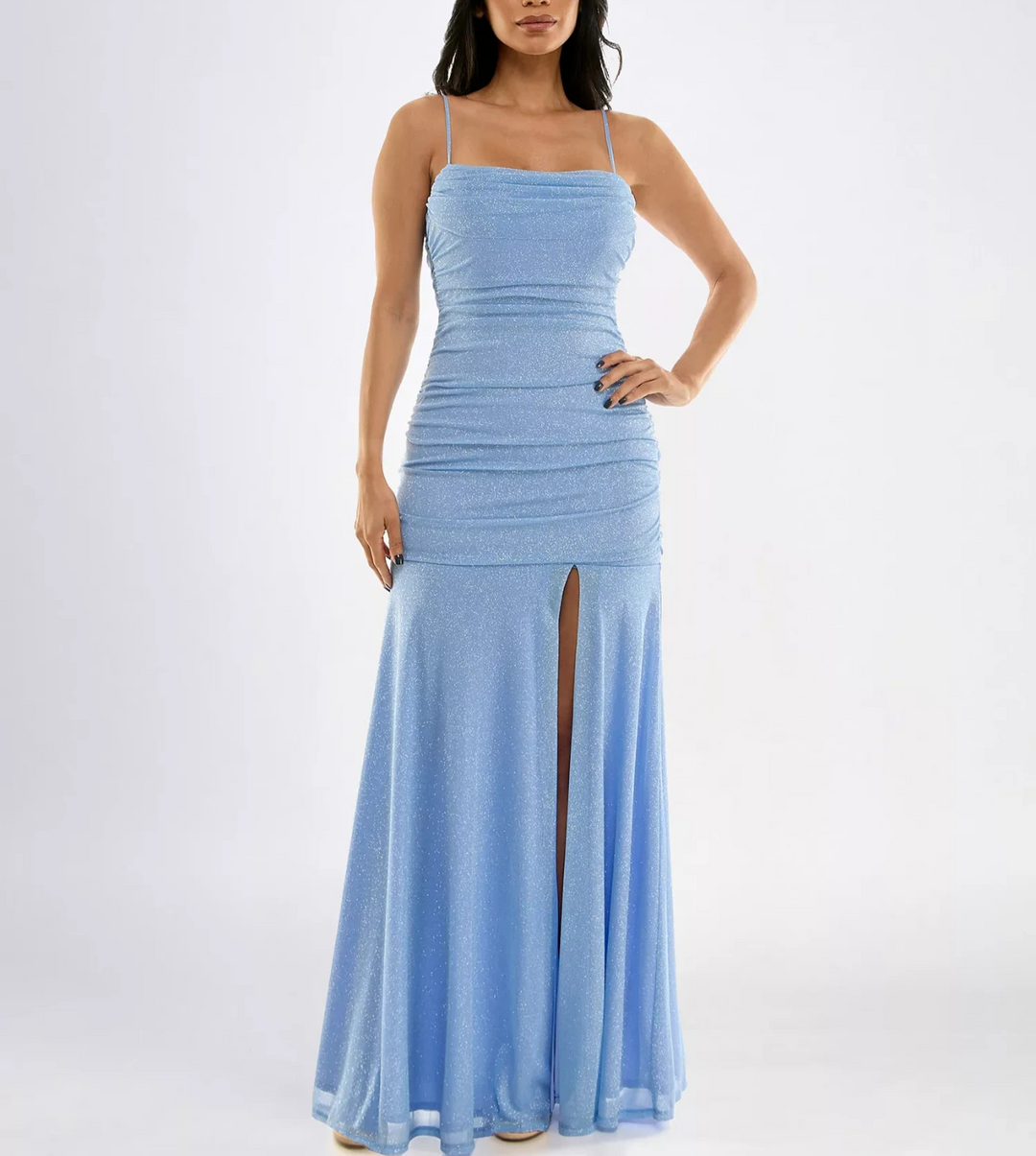 City Studios Juniors' Glittered Ruched Gown MSRP $109